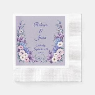 Serviette En Papier Bleu, blanc, rose et pourpre délicats fleurs estiv