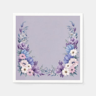 Serviette En Papier Bleu, blanc, rose et pourpre délicats fleurs estiv