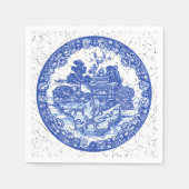 Serviette En Papier Bleu Blanc Saule renard Bois Crackland Look (Devant)