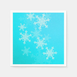 Serviette En Papier Bleu Blanc Snowflakes minimaliste Noël