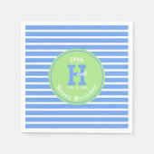 Serviette En Papier Bleu ⎮ Blanc Vert Napkin (Devant)