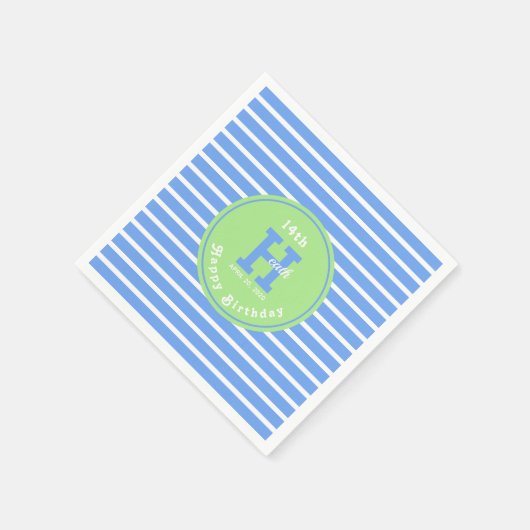Serviette En Papier Bleu ⎮ Blanc Vert Napkin (Coin)