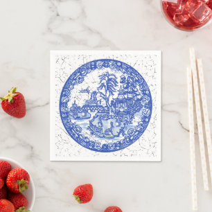 Serviette En Papier Bleu Blanc Willow Rabbit Whimsical CrackLook
