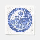 Serviette En Papier Bleu Blanc Willow Rabbit Whimsical CrackLook (Devant)