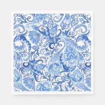 Bleu Bleu Blanc Floral Paisley Art Motif