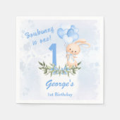 Serviette En Papier Bleu Bleu Bleu 1er anniversaire Garçon Vert Printe (Devant)