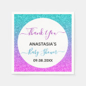 Serviette En Papier Bleu bleu clair violet Merci Baby shower (Devant)