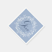 Serviette En Papier Bleu Bleu Fleur sauvage Wreath Graduation (Coin)