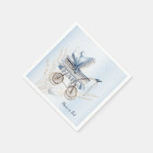 Serviette En Papier Bleu Bleu Flore Belle fête (Coin)