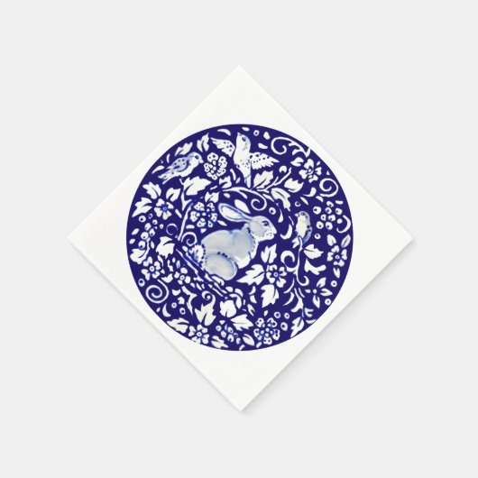 Serviette En Papier Bleu Bleu Lapin Assis Lapin Dedham Delft (Coin)