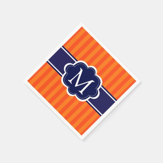 Serviette En Papier Bleu bleu marine sur mesure Monogramme initial (Coin)