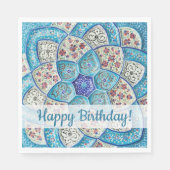 Serviette En Papier Bleu bleu turquoise traditionnel marocain Joyeux a (Devant)