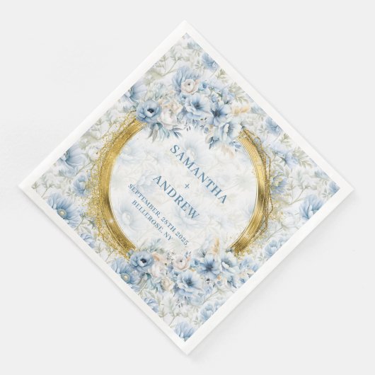 Serviette En Papier Bleu Boho Dusty Éclats Mariage Nap (Coin)