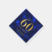 Serviette En Papier Bleu Bokeh Faux Gold Cheers à 60 ans Anniversaire (Coin)