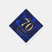Serviette En Papier Bleu Bokeh Faux Gold Cheers à 70 ans Anniversaire (Coin)