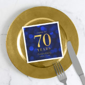 Serviette En Papier Bleu Bokeh Faux Gold Cheers à 70 ans Anniversaire