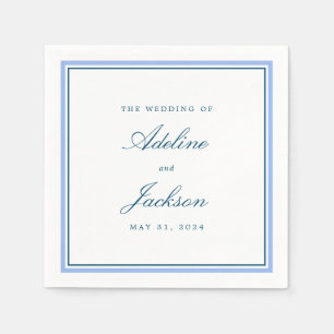 Serviette En Papier Bleu Bordure classique Mariage traditionnel servie