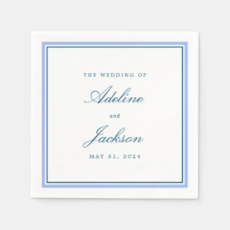 Serviette En Papier Bleu Bordure classique Mariage traditionnel servie