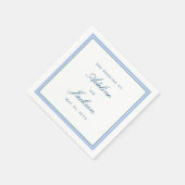 Serviette En Papier Bleu Bordure classique Mariage traditionnel servie (Coin)
