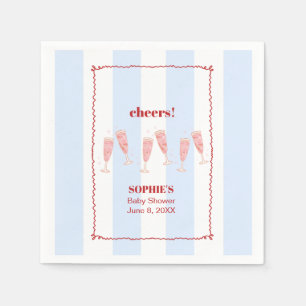Serviette En Papier Bleu Bouton Bordure Rouge Brunch & Baby shower mou