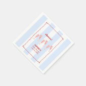 Serviette En Papier Bleu Bouton Bordure Rouge Brunch & Baby shower mou (Coin)