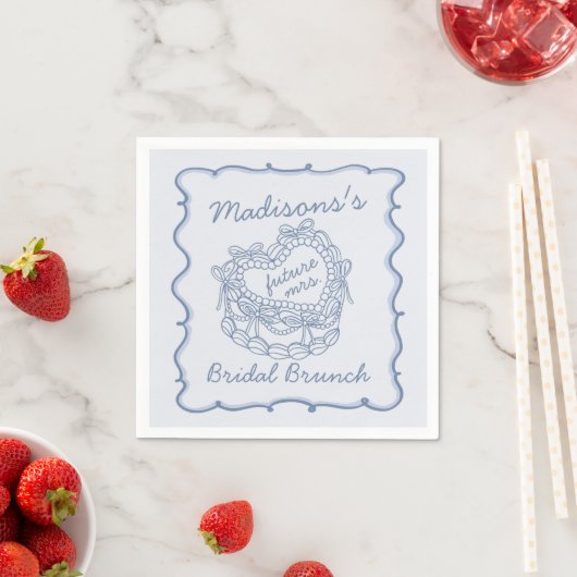 Serviette En Papier Bleu Bow Retro Coquette gâteau Brunch nuptial (En situation)