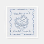 Serviette En Papier Bleu Bow Retro Coquette gâteau Brunch nuptial (Devant)