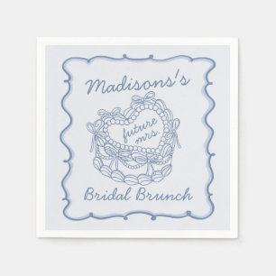 Serviette En Papier Bleu Bow Retro Coquette gâteau Brunch nuptial