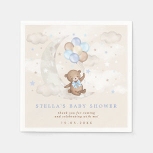 Serviette En Papier Bleu Brown Ours Teddy Ballons Lune Étoiles Bébé Ga