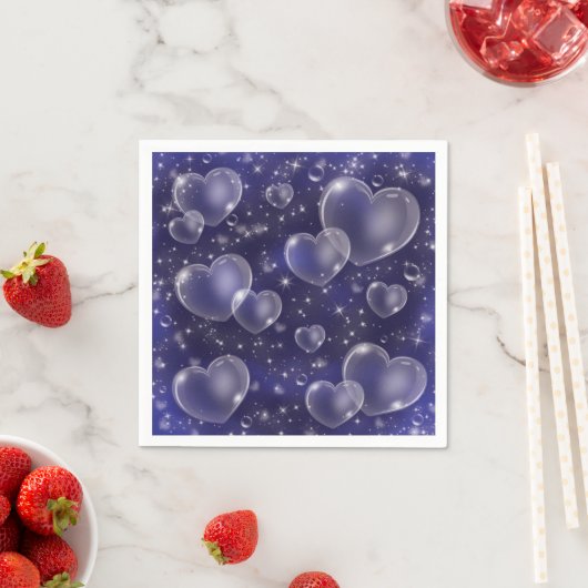 Serviette En Papier Bleu Bubble Hearts mignon Girly 90's Style (En situation)