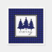 Serviette En Papier Bleu Buffalo Check Pine Trees (Devant)