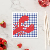 Serviette En Papier Bleu Buffalo Plaid Rouge Homard Famille Texte de r (En situation)