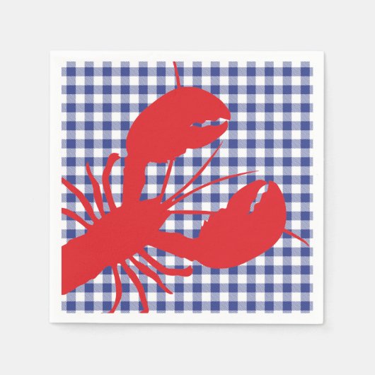 Serviette En Papier Bleu Buffalo Plaid Rouge Homard Famille Texte de r (Devant)