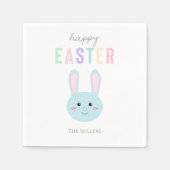 Serviette En Papier Bleu Bunny Happy Pâques mignonette Kawaii Simple (Devant)