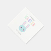 Serviette En Papier Bleu Bunny Happy Pâques mignonette Kawaii Simple (Coin)
