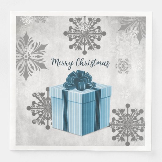 Serviette En Papier Bleu cadeau de Noël Papier de vacances Napkin (Devant)