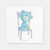 Serviette En Papier Bleu Calico Ours sourire sur la chaise (Devant)