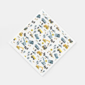 Serviette En Papier Bleu Camions de construction et Motif à thème du s (Coin)