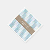 Serviette En Papier Bleu Chevron rayures Burlap ruban Mariage rustique (Coin)