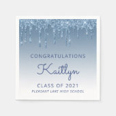 Serviette En Papier Bleu Chic Parties scintillant Dérivé (Devant)