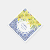 Serviette En Papier Bleu Chic Portugais Azulejo Jaune Lily Anniversair (Coin)