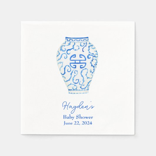 Serviette En Papier Bleu Chinoiserie Ginger Jar Personnalisé Napkin (Devant)