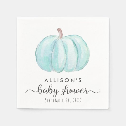 Serviette En Papier Bleu Citrouille Aquarelle bébé garçon douche (Devant)