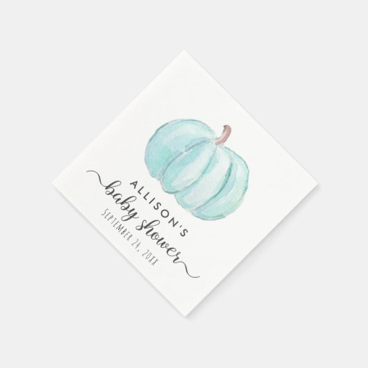 Serviette En Papier Bleu Citrouille Aquarelle bébé garçon douche (Coin)