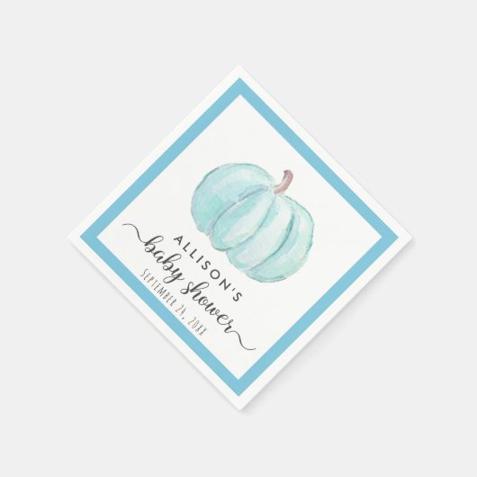 Serviette En Papier Bleu Citrouille Aquarelle bébé garçon douche (Coin)