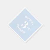 Serviette En Papier Bleu clair anniversaire Nom et numéro personnalisé (Coin)