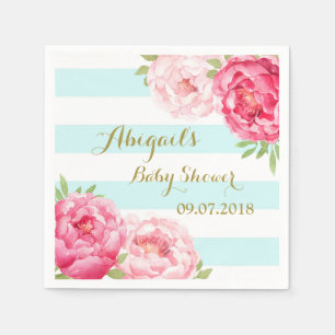 Serviette En Papier Bleu clair Baby shower rose Floral serviettes