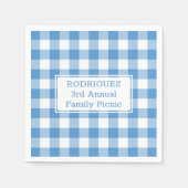 Serviette En Papier Bleu clair Blanc Buffalo Nom du chèque Famille Piq (Devant)