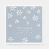 Serviette En Papier Bleu clair Boho Hiver Snowflake Baby shower (Devant)