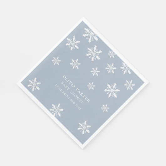 Serviette En Papier Bleu clair Boho Hiver Snowflake Baby shower (Coin)